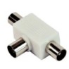Adattatore TV schermato con 1 presa e 2 spine bianco