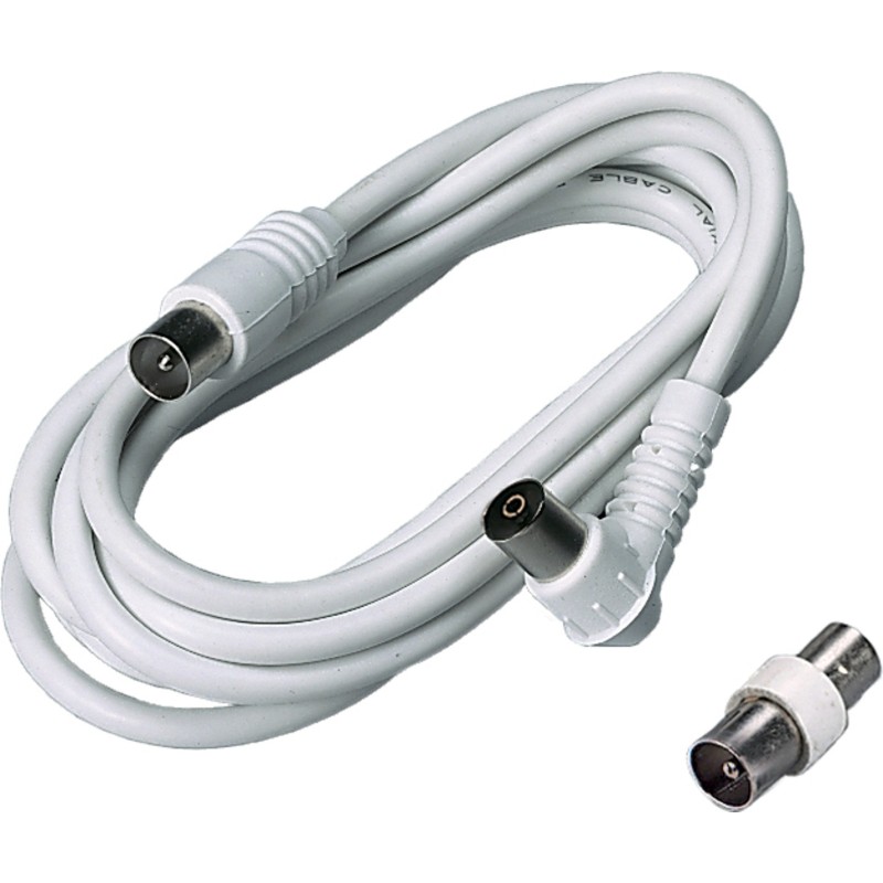 Cavo TV 2m con spina diritta e presa a 90 gradi bianco (Blister)