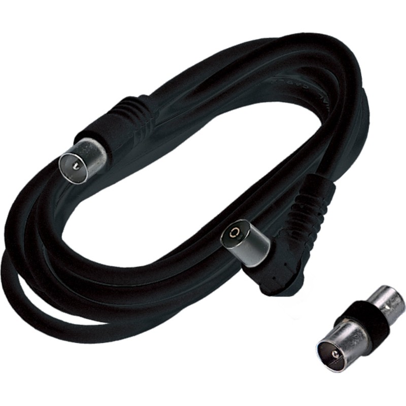 Cavo TV 2m con spina diritta e presa a 90 gradi nero (Blister)