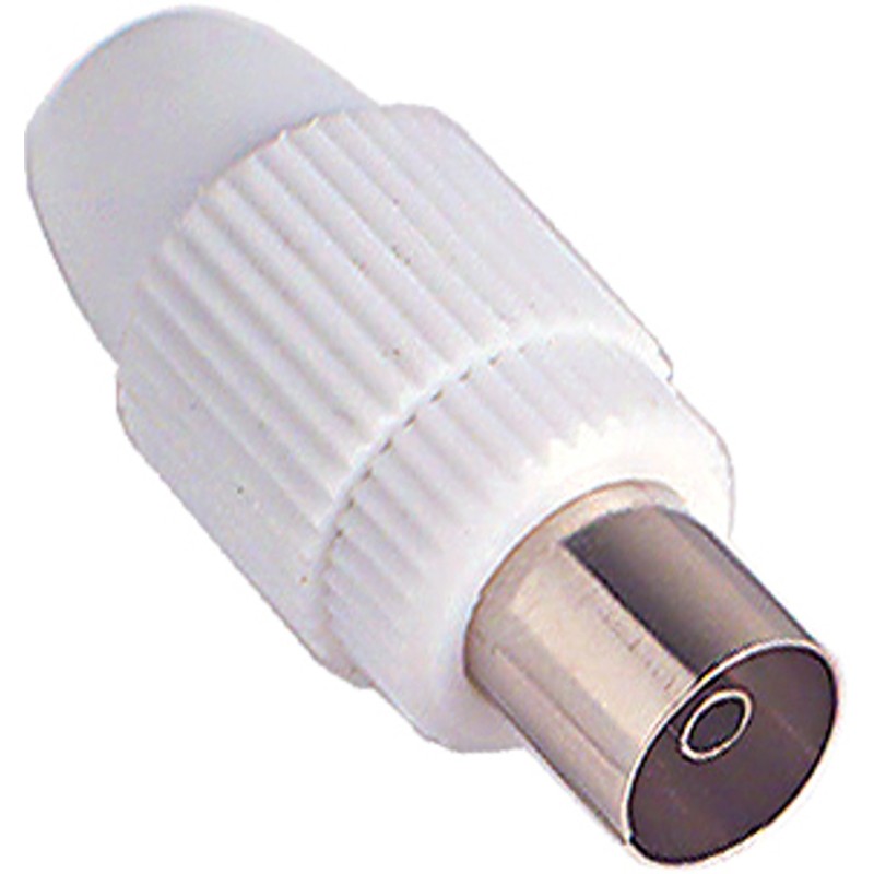 Set TV con spina e presa coassiali diritte bianco (Blister)