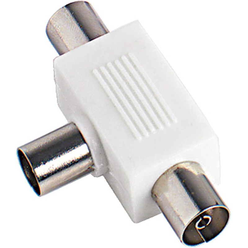 Adattatore TV schermato con 1 spina e 2 prese bianco (Blister)