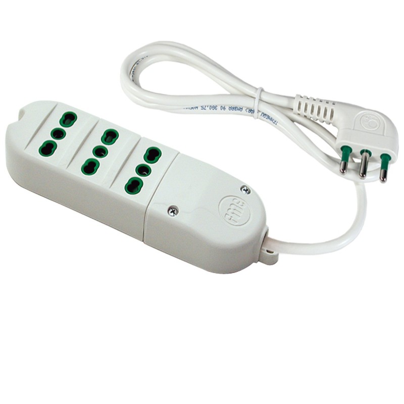 Multipresa Fido 3 uscite Bipasso con cavo 1,5m e spina 16A bianca