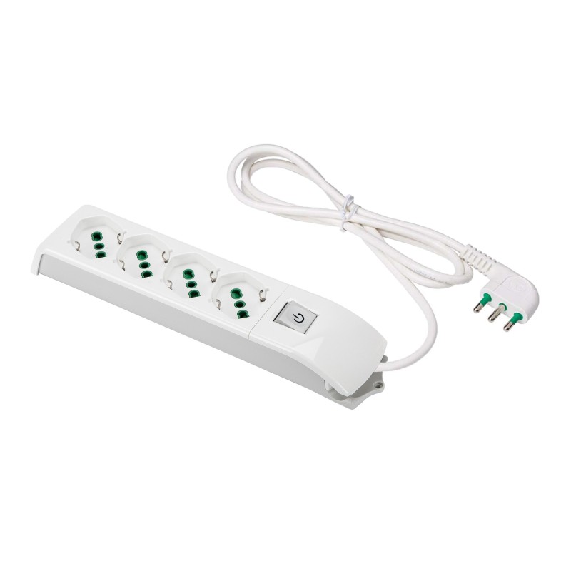 Multipresa Fido 4 uscite P40 con interruttore e spina 16A bianca