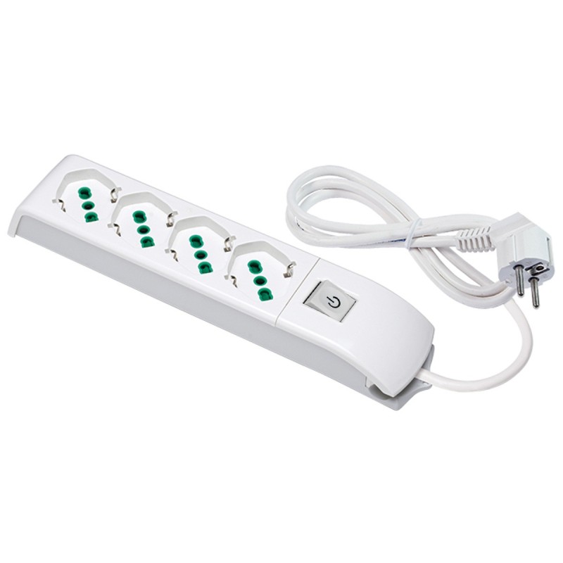 Multipresa Fido Speciale 4 uscite Bipasso P40 con cavo 1,5m, interruttore e spina Schuko 16A