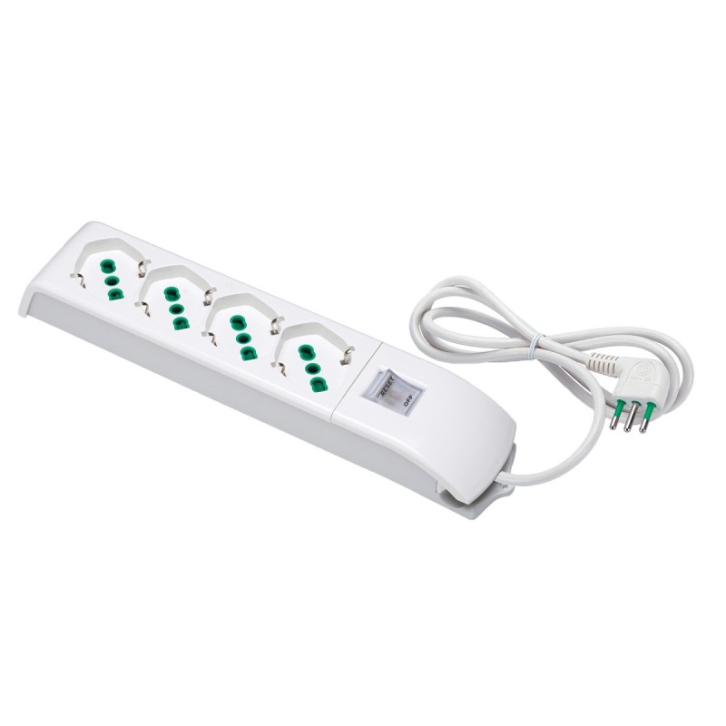 Multipresa Fido Bipasso 4 uscite P40 con cavo 1,5m, interruttore di sicurezza e spina 10A