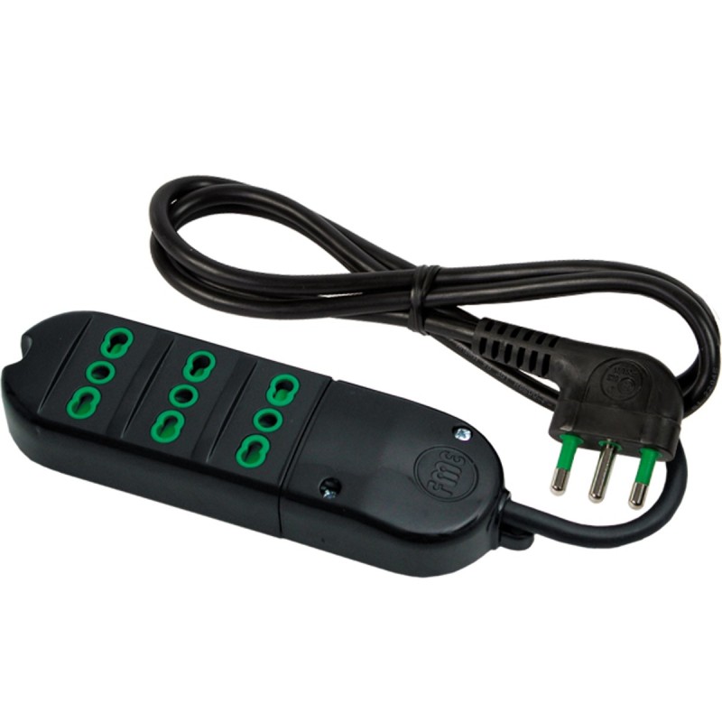 Multipresa Fido Bipasso 3 uscite 16A con cavo 1,5m e spina 16A