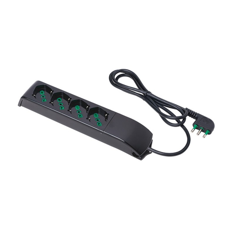 Multipresa Fido Bipasso 4 uscite P40 nera con cavo 1,5m e spina 16A