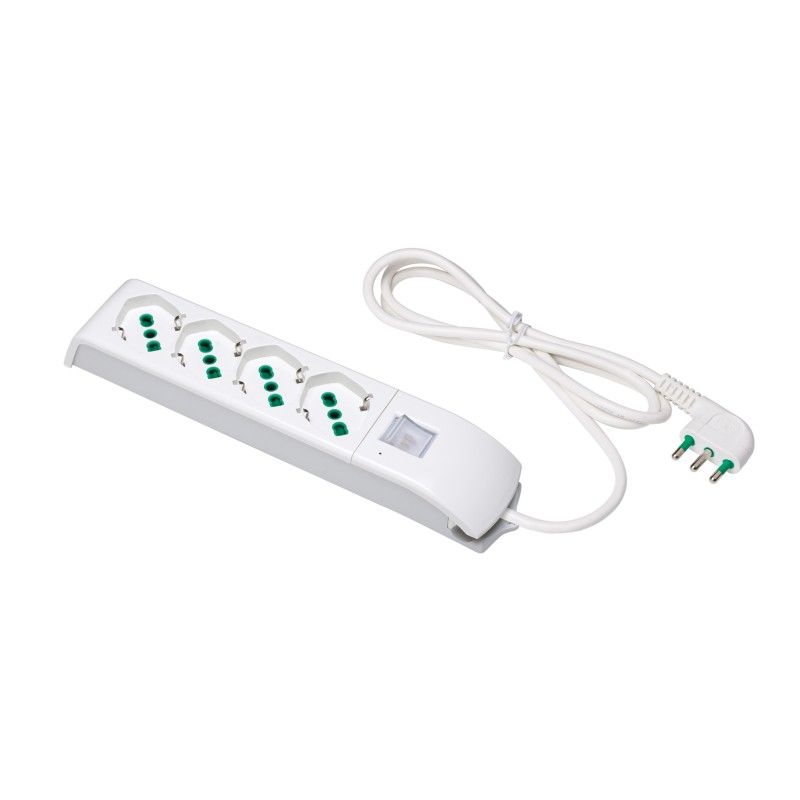 Multipresa Fido Bipasso 4 uscite P40 con cavo 1,5m, interruttore e protezione sovratensioni