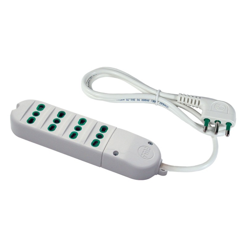 Multipresa Fido Bipasso 4 uscite 16A bianca con cavo 1,5m e spina 16A
