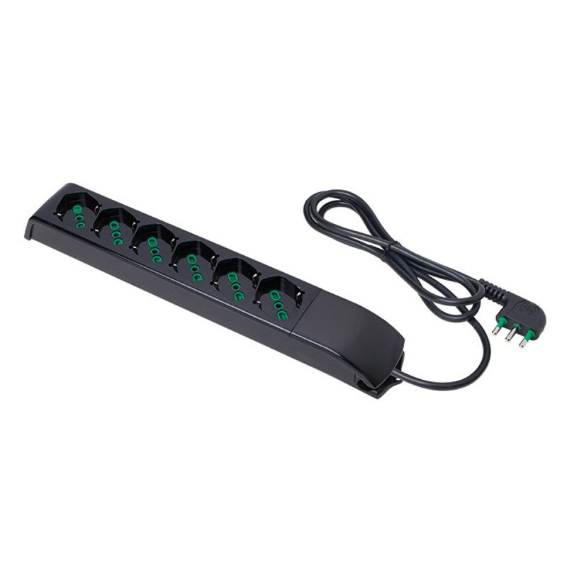 Multipresa Fido Bipasso 6 uscite P40 nera con cavo 1,5m e spina 16A