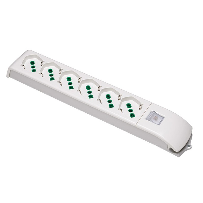 Multipresa Fido Bipasso 6 uscite P40 bianca con interruttore senza cavo
