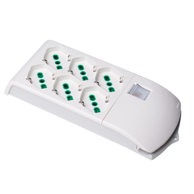 Multipresa Fido Bipasso 3+3 uscite P40 bianca con interruttore senza cavo
