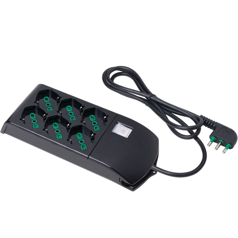 Multipresa Fido Bipasso 3+3 uscite P40 nera con cavo 1,5m, interruttore e protezione sovratensioni