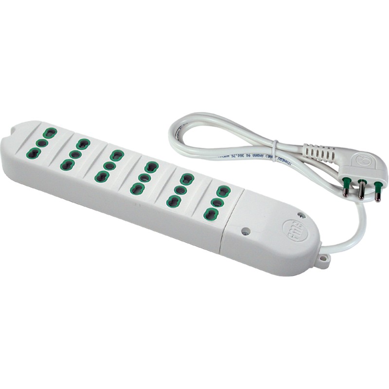 Multipresa Fido Bipasso 6 uscite 16A bianca con cavo 1,5m e spina 16A