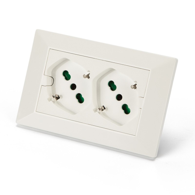Multipresa Incasso Opera Plus 2 prese Bipasso P40 precablata per scatola 3 moduli