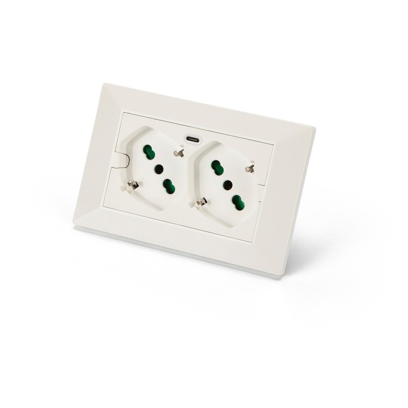 Multipresa Incasso Opera Plus 2 prese Bipasso P40 + 1 USB-C bianca