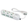 Multipresa Triax 9 uscite (3 frontali P40 + 6 lat. Bipasso) bianca con cavo 1,5m e interruttore