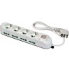 Multipresa Triax 12 uscite (4 frontali P40 + 8 lat. Bipasso) bianca con cavo 1,5m e interruttore