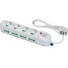 Multipresa Triax 12 uscite (4 frontali P40 + 8 lat. Bipasso) bianca con cavo 1,5m, interruttore e protezione sovratensioni