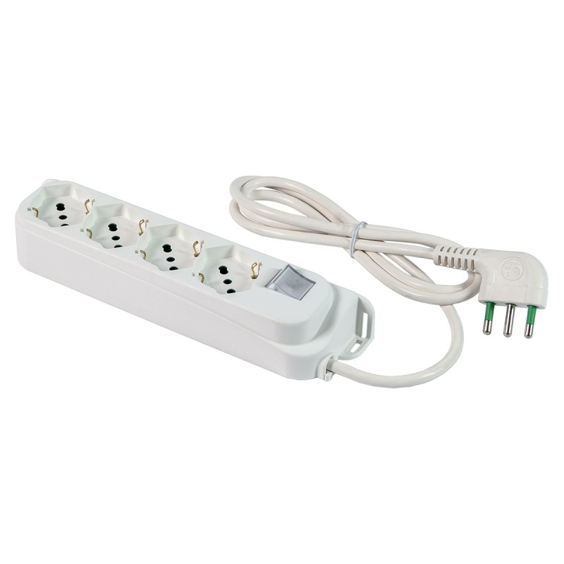 Multipresa Relife 4 uscite Bipasso P40 con cavo 1,5m, interruttore e spina 16A