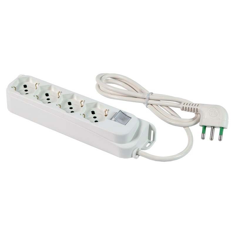 Multipresa Relife 4 uscite Bipasso P40 con cavo 3m, interruttore e spina 16A