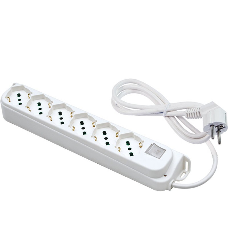 Multipresa Relife 6 uscite Bipasso P40 con cavo 5m, interruttore e spina Schuko