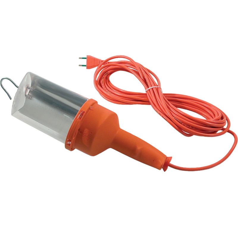 Lampada portatile con calotta in policarbonato, cavo 10m e spina 10A