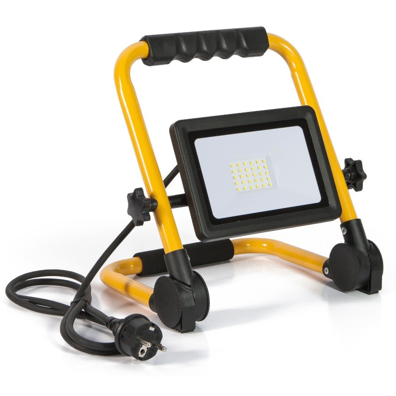 Proiettore LED 30W portatile con supporto, cavo e spina Schuko