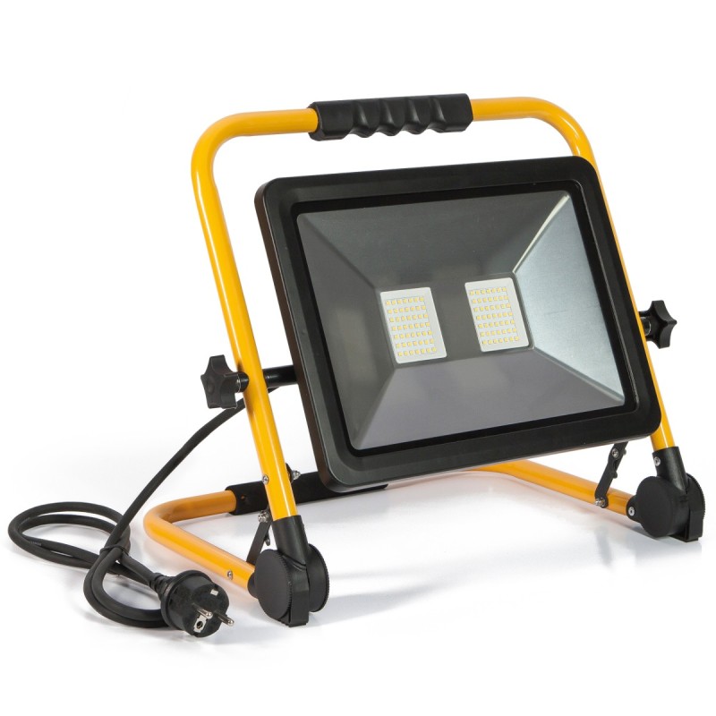 Proiettore LED 100W portatile con supporto, cavo e spina Schuko