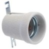 Portalampada in ceramica E27 bianca con staffa di fissaggio