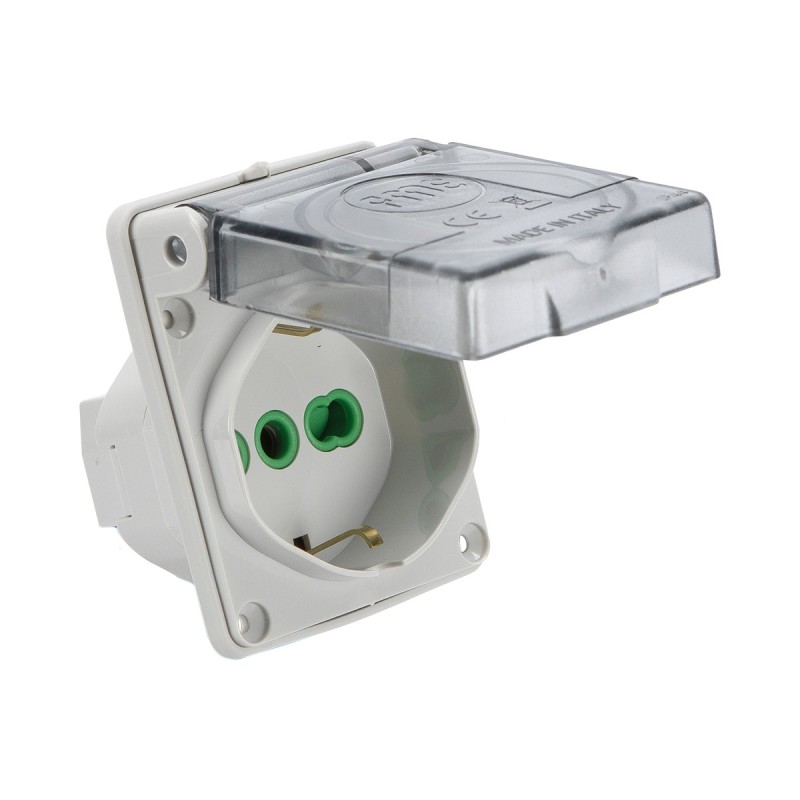 Presa da incasso IP44 con 1 uscita Bipasso italo/tedesca P40