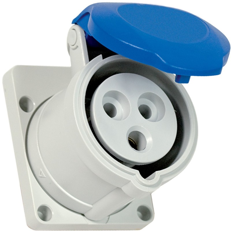 Presa da incasso CEE 2P+T 16A 230V IP44 grigia flangia ridotta
