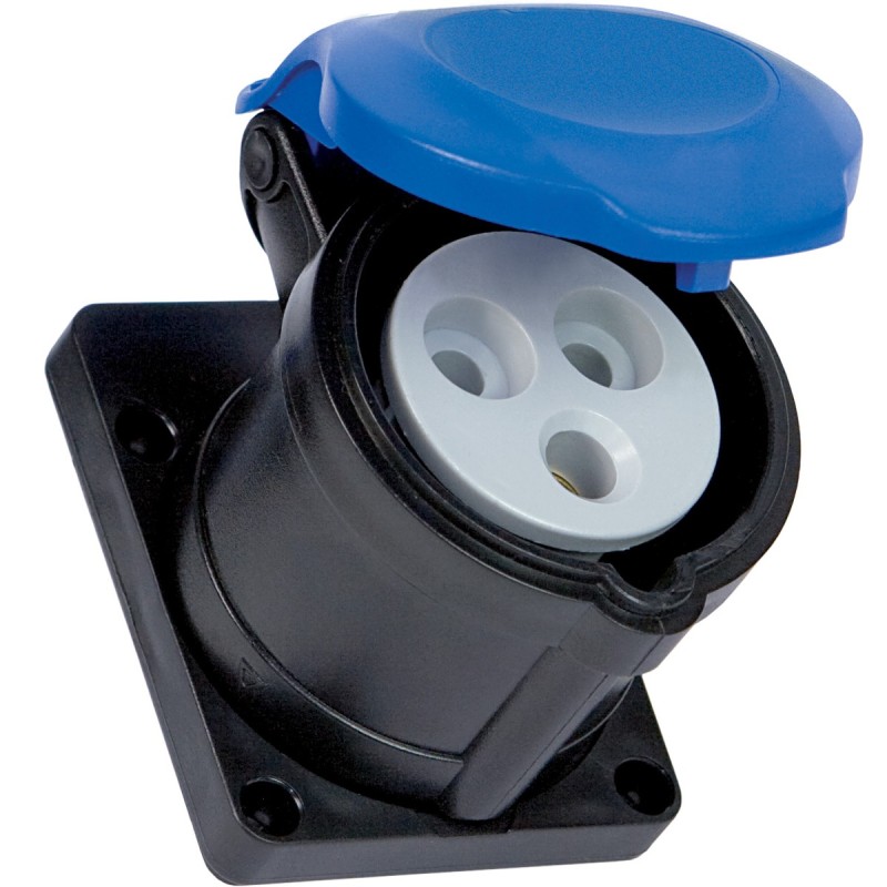Presa da incasso CEE 2P+T 16A 230V IP44 nera flangia ridotta
