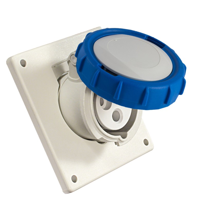 Presa industriale da incasso inclinata 2P+T 16A 230V IP67.