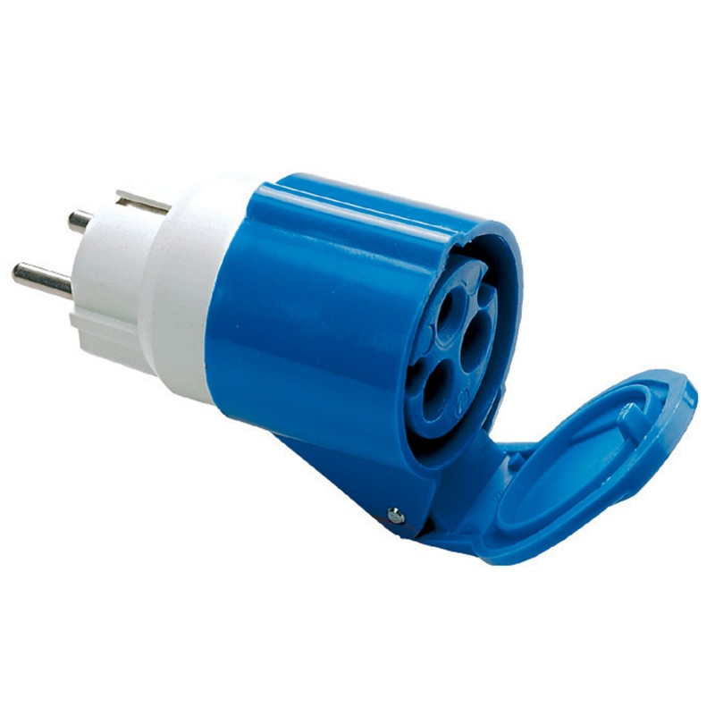 Adattatore semplice da spina Schuko a presa CEE 16A 230V.