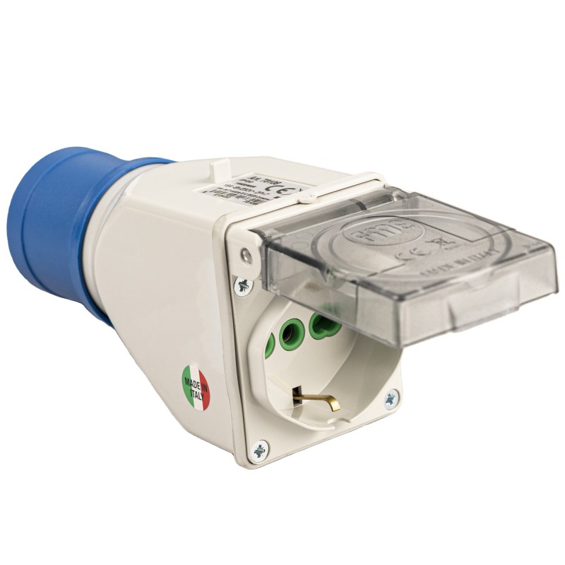 Adattatore semplice spina CEE a 1 presa Bipasso P40 IP44.
