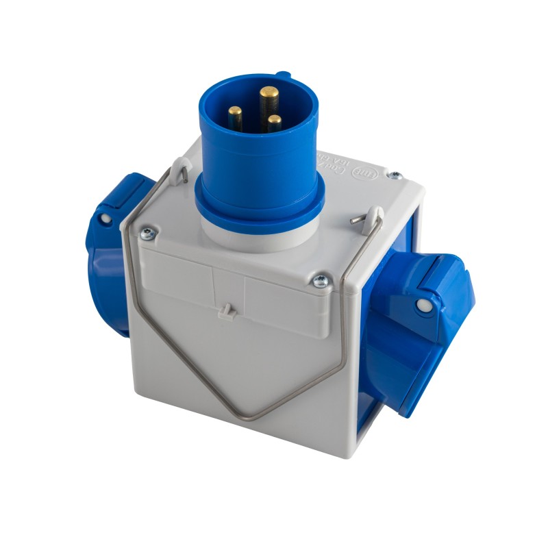 Moltiplicatore industriale spina CEE a 2 prese CEE 16A IP44.
