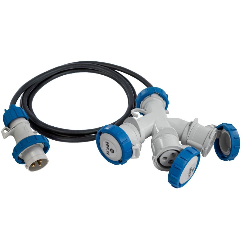 Adattatore triplo spina CEE a 3 prese CEE con cavo 2m.