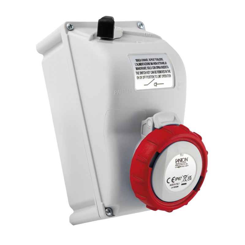 Presa interbloccata da parete Key Block 3P+T 16A IP67.