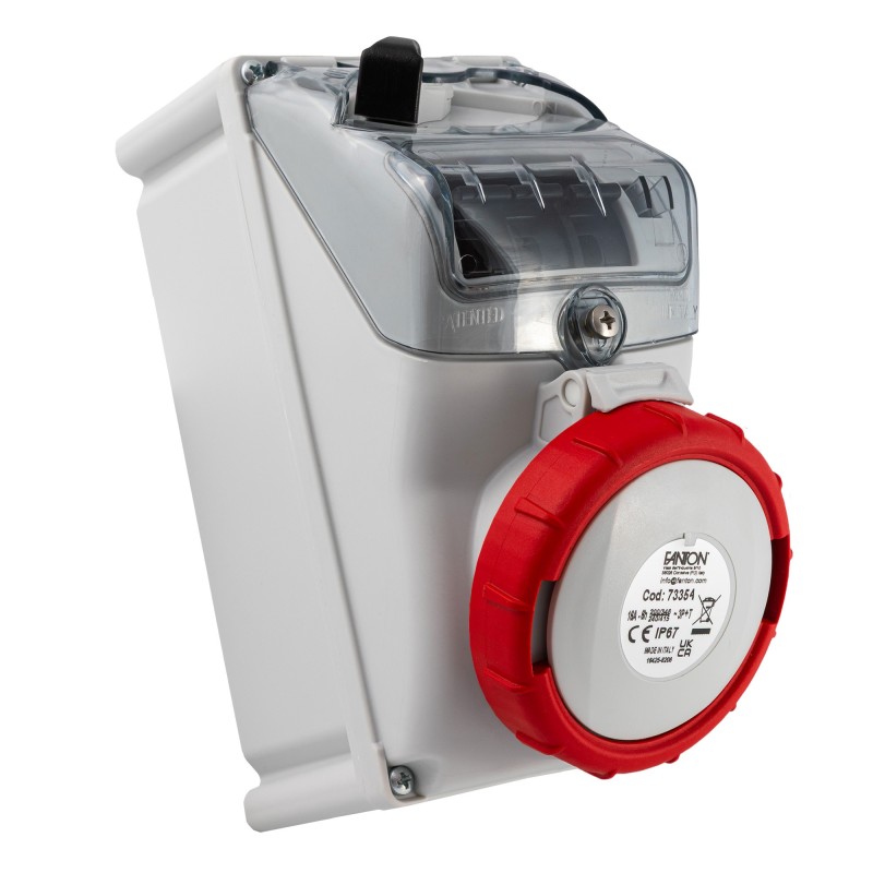 Presa interbloccata da parete Key Block 3P+T 16A IP67 con fusibili.