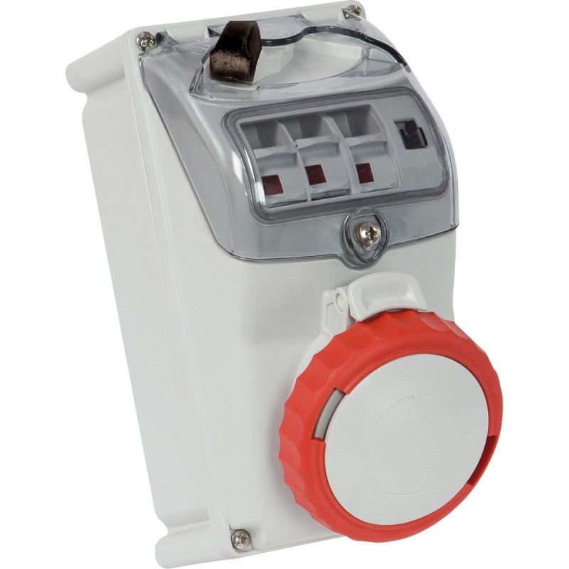 Presa interbloccata da parete Key Block 3P+N+T 32A IP67 con fusibili.