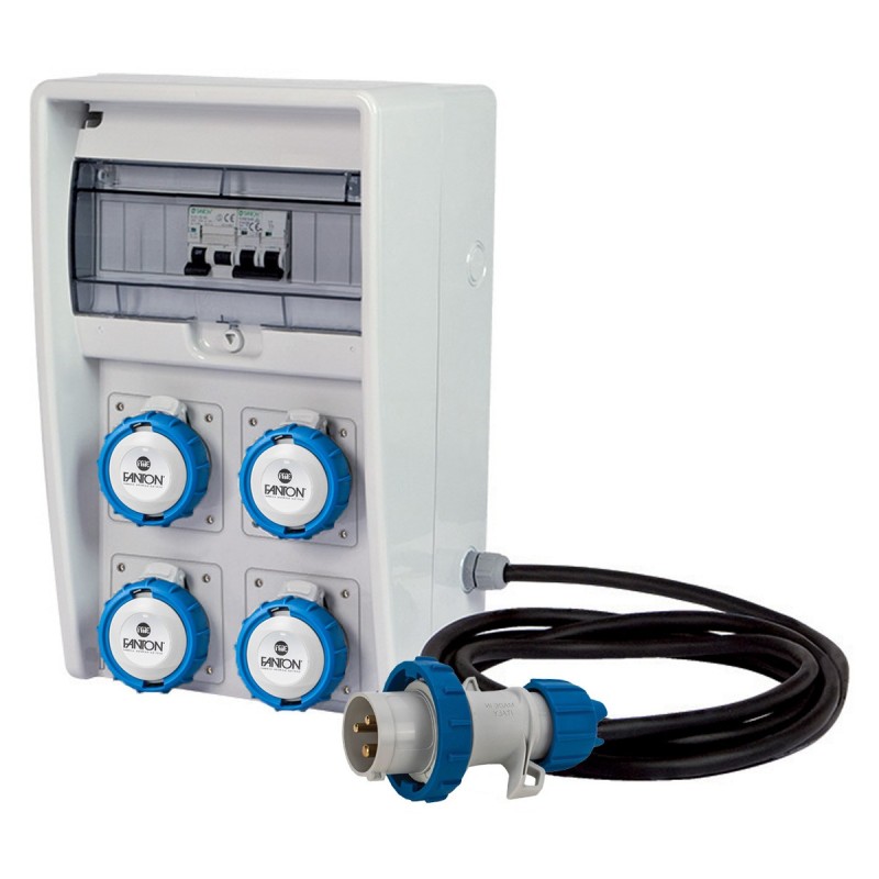 Quadro Ulisse 250 ASC IP65 con 4 prese CEE 16A, cavo e spina (3kW)
