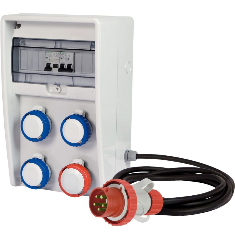Quadro Ulisse 250 ASC IP65 con 4 prese CEE (mix 16A), cavo e spina (9kW)
