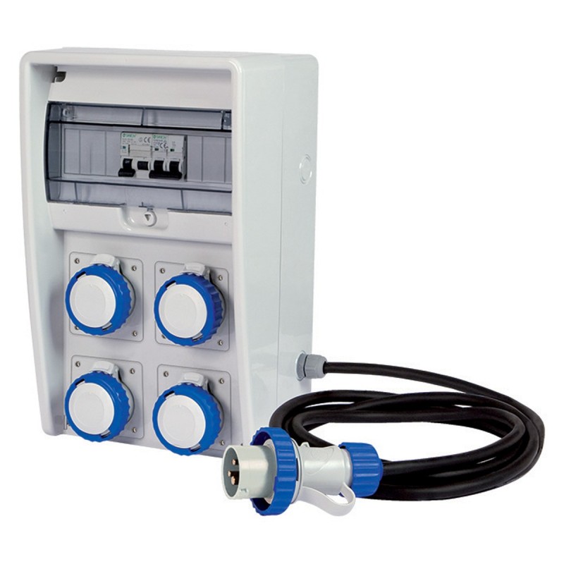 Quadro Ulisse 250 ASC IP65 con 4 prese CEE 16A, cavo 2m e spina (3kW)