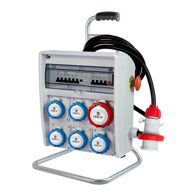 Quadro Ulisse 350 ASC IP65 con 6 prese CEE, emergenza, cavalletto e cavo