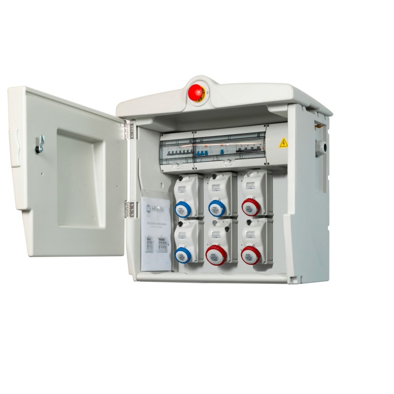 Quadro Polifemo MAXI ASC con 6 prese mix, emergenza e morsettiera (35kW)