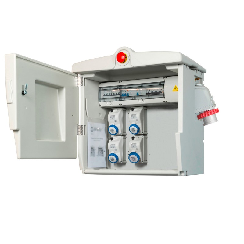Quadro Polifemo MIDI ASC con 4 prese mix, emergenza e spina 16A (9kW)