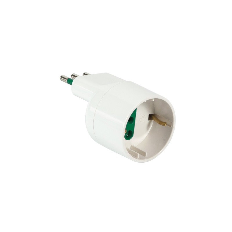 Adattatore semplice asimmetrico spina 10A a 1 presa P30 bianca