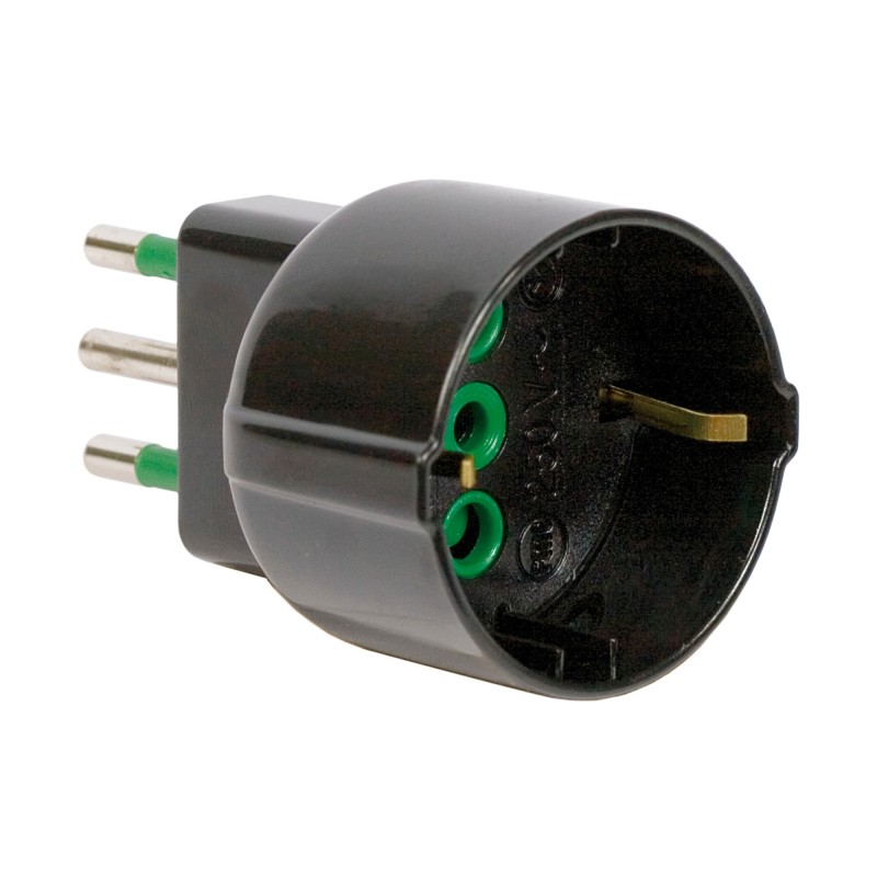 Adattatore semplice spina 16A a 1 presa Schuko P30 nera
