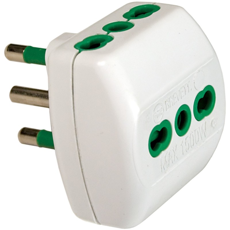 Adattatore triplo Vertical System spina 16A a 3 prese Bipasso bianca
